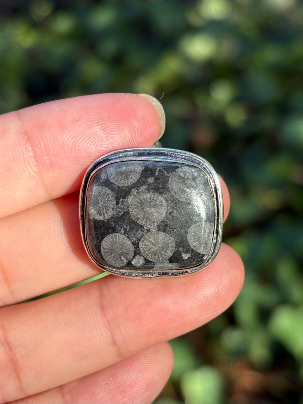 SIZE 12 Square Black Coral in Silver